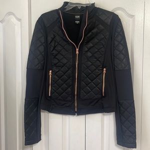 Victoria Sport quilted black and rose gold leather jacket